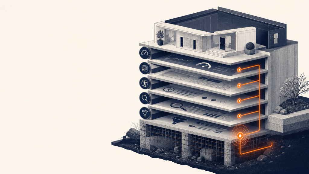 Ilustração editorial sobre auditoria e evolução de website
