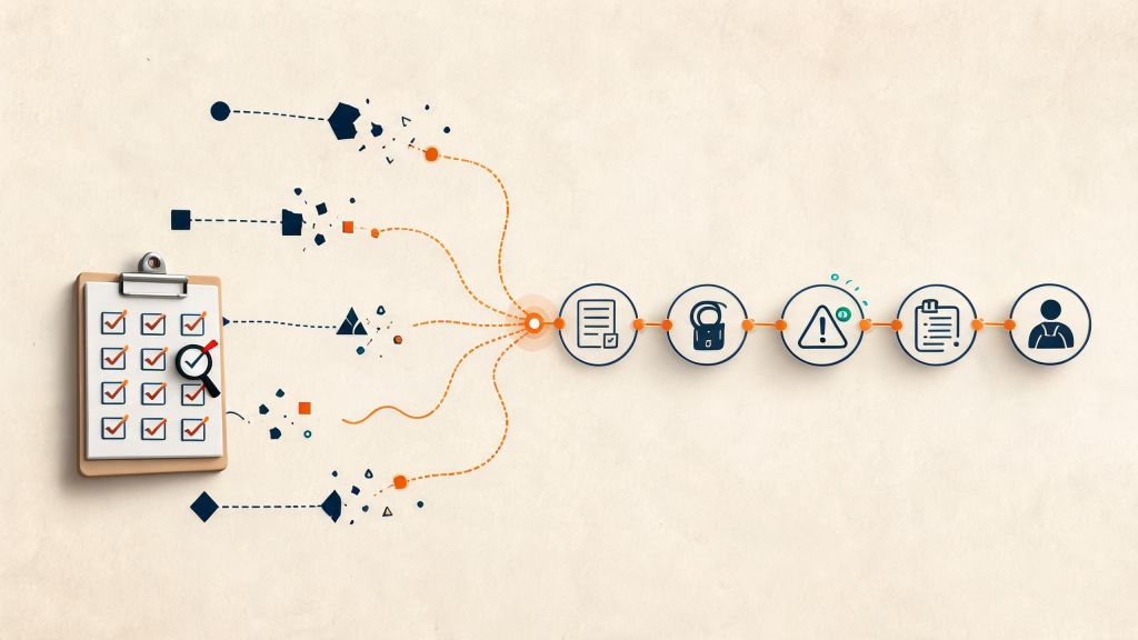 Checklist com doze verificações inspeciona entradas, riscos, registros, responsáveis e contingência de uma automação