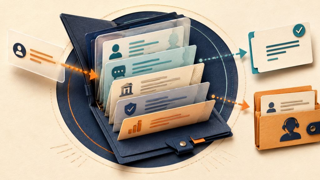 Mensagem entra em um dossiê com identidade, histórico, conhecimento e estágio comercial antes de gerar resposta e passagem humana