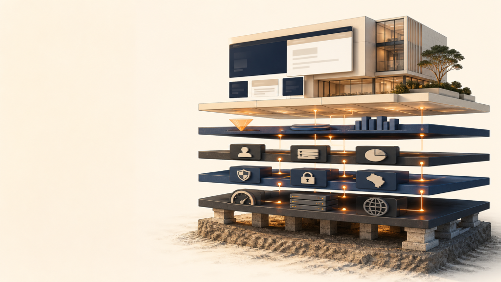 Ilustração editorial sobre website WordPress corporativo